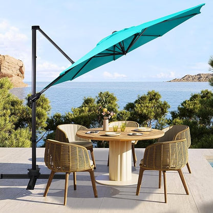 Sunnyglade 10Ft Cantilever Patio Umbrella, 360° Rotation & Integrated Tilting System Offset Umbrella with 8 Sturdy Ribs, Fade-resistant & Waterproof for Garden Backyard Poolside Deck