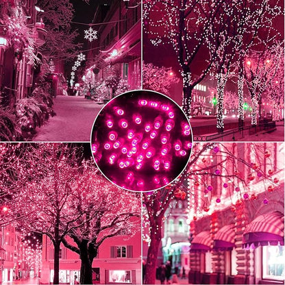 100 Counts Pink LED Christmas Lights – 50ft 5mm Pink Valentine's Day Lights Outdoor Commercial Grade Waterproof, Indoor Christmas Tree Decorations, Green Wire Valentine’s Day String Lights, UL, IP:65
