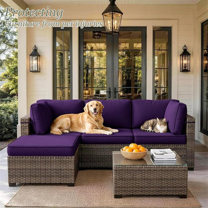 9 Pcs Outdoor Patio Cushions Covers Replacement Sets, Covers Only | 9 Pcs Patio Cushions Covers Replacement UV Resistant, Water Anti-Slip, Heavy-Duty Zippers for 5 Pcs Patio Furniture Set