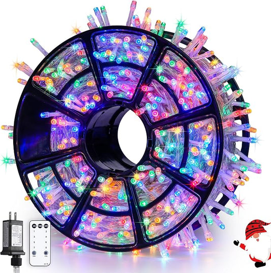 JMEXSUSS 1000 LED Multicolor Christmas String Lights Outdoor Plug in | 272 Ft Colorful Christmas Tree Lights Outdoor Clear Wire, Twinkle Lights for Tree Patio Party Xmas Decorations