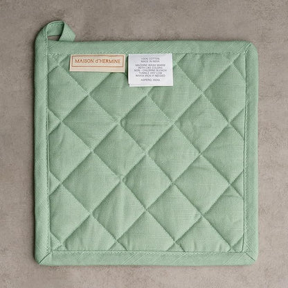 Maison d' Hermine Pot Holders 100% Cotton Heat Resistant Potholders 8" x 8" Hot Pads with Loop BBQ Cooking Baking Hotel Farmhouse Kitchen Handling Hot Pans Spring Summer (Pack of 1, Printemps)