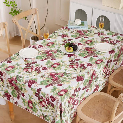 Walrus Heavy Duty Vinyl Tablecloth with Flannel Backing Waterproof Oil-Proof Plastic Table Cloth Stain-Resistant Wipeable Rectangle or Square Table Cover for Indoor and Outdoor (Fruits, 52x70 Inch)