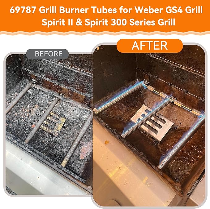 SafBbcue Grill Parts Kits for Weber Spirit II 300 Series GS4 Gas Grills 7636 Flavorizer Bars 69787 Burner Tube 67060 Heat Plate for Weber Spirit 2 300 Grill Replacement Parts E/S-330/310/320