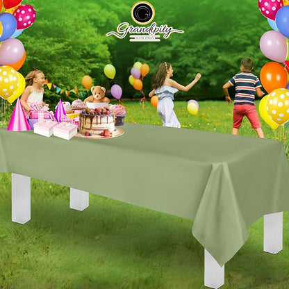 Grandipity 12 Pack Premium Disposable Plastic Tablecloth 54 Inch. x 108 Inch. Rectangle Table Cover - Sage Green
