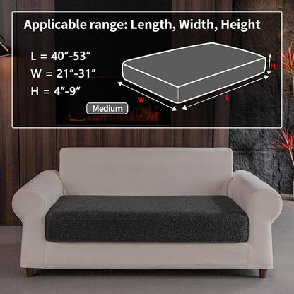 OHSIO Couch Cushion Covers for Sectional Sofa, Stretch Soft Sofa Slipcovers Washable Wear-Resistant Universal Furniture Protector for Living Room(1 Piece Loveseat Cover, Dark Gray)