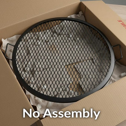 Sunnydaze X-Marks Outdoor Fire Pit Grill Grate for Cooking - Round Fire Pit Grate - Steel Campfire BBQ Grill with Handles - 30-Inch