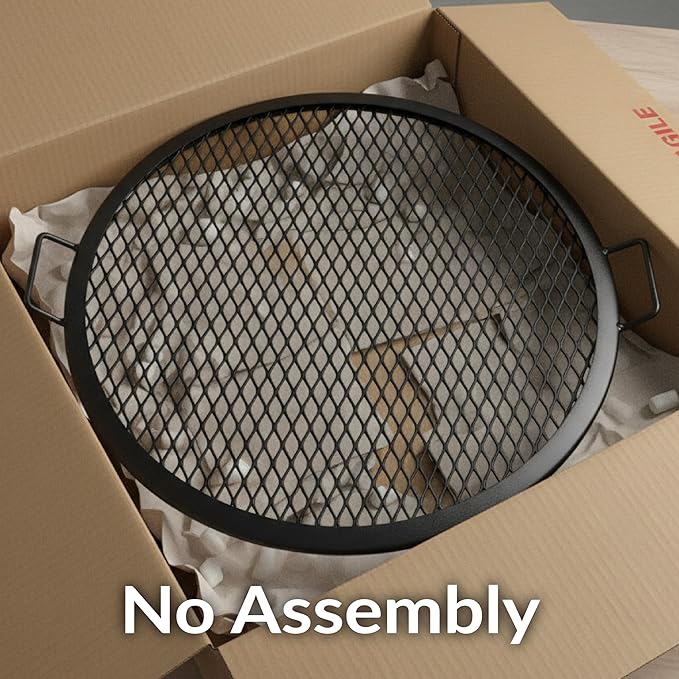 Sunnydaze X-Marks Outdoor Fire Pit Grill Grate for Cooking - Round Fire Pit Grate - Steel Campfire BBQ Grill with Handles - 40-Inch