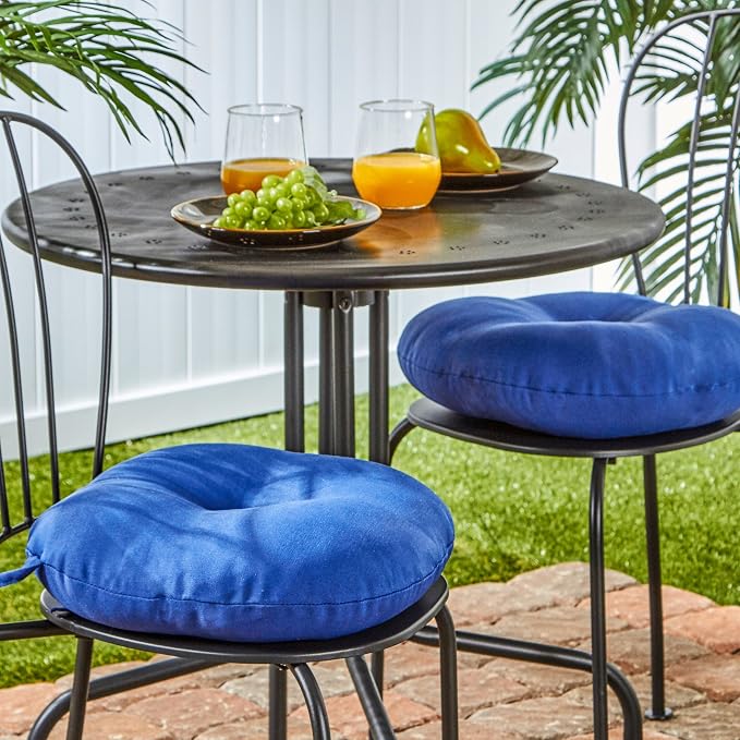 Greendale Home Fashions Blue Outdoor 15-inch Bistro Seat Cushion, Set of 2