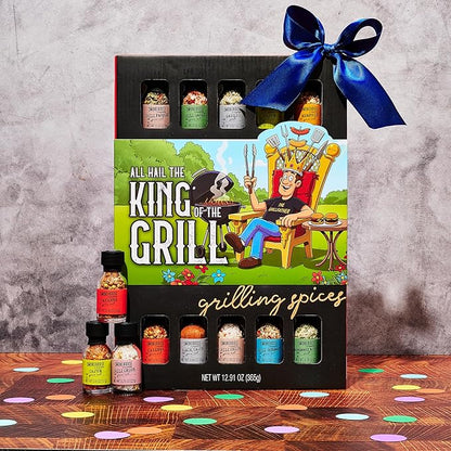 Smokehouse by Thoughtfully, Gourmet Ultimate Grilling Spice Set with King of the Grill/Father's Day Wrap, Includes 20 BBQ Seasonings & Rubs Like Chili Garlic, Italian, and Cajun, Gift for Dad, Uncle, Husband