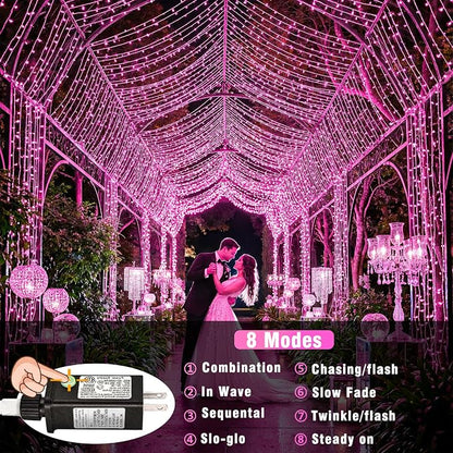 800 LED Pink String Lights Indoor Valentines Day Decorations, 262 FT Valentines Day Lights Waterproof with 8 Modes, Clear Wire Pink Fairy Lights Plug in for Valentine Day Wedding Party Bedroom Decor