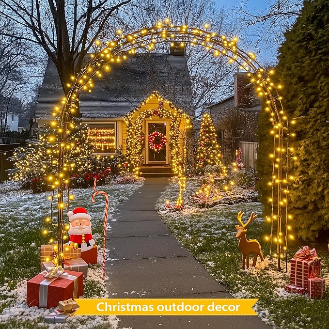 JMEXSUSS 33ft 100 LED Warm White Christmas Lights Outdoor, Battery Power String Lights Waterproof, Twinkle Fairy Mini Lights with 8 Modes Remote Indoor (Pack of 2)