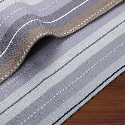 Urban Villa Christmas Placemats Grey Multi Stripes 100% Cotton Fused Tablemats for Dining Size 14''x20'' Set of 6 Placemats for Christmas Celebrations Wedding Parties Every Day Use Heavier Quality