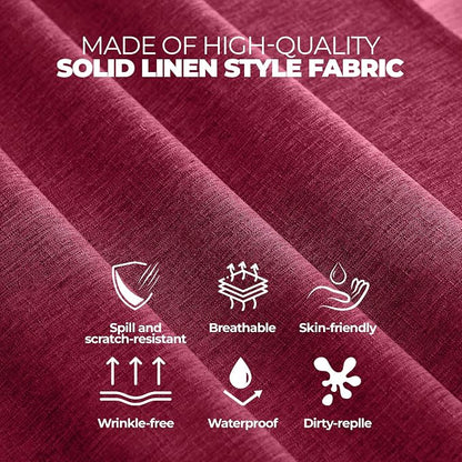 Decorelia Christmas RedWaterproof Wipe Clean Table Cloth for 10ft Banquet Rectangle Table,Outdoor Spillproof Tablecloth for Thanksgiving,Easter (Oblong, 60 x 144 Inch (12-14 Seats), Burgundy)