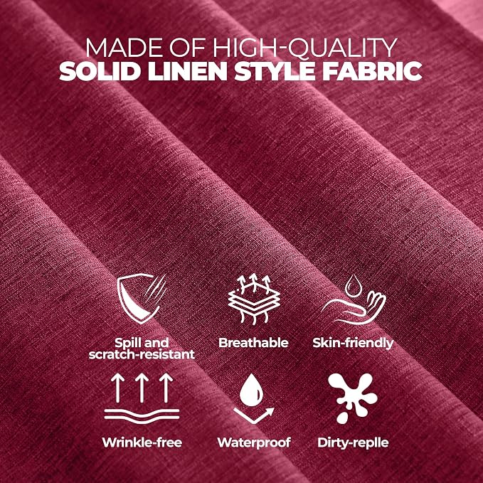 Decorelia Christmas Red Waterproof Round Table Cloth for Round,Decorative Farmhouse Tablecloths Table Cover for Holiday,Banquet,Dining& Kitchen (60 Inch,Round (2-4 Seats,Burgundy)