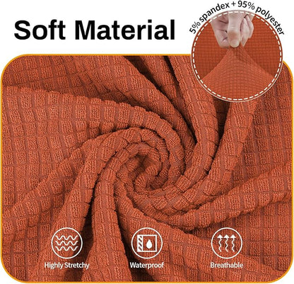 Asnomy Stretch Couch Covers for Sofa Washable, 3 Cushion Couch,Punpkin | 1-Piece Sofa Covers(78"-94") 3-Seater Furniture Protector Soft Jacquard,Non-Slip Elastic Bottom For Dogs & Kids