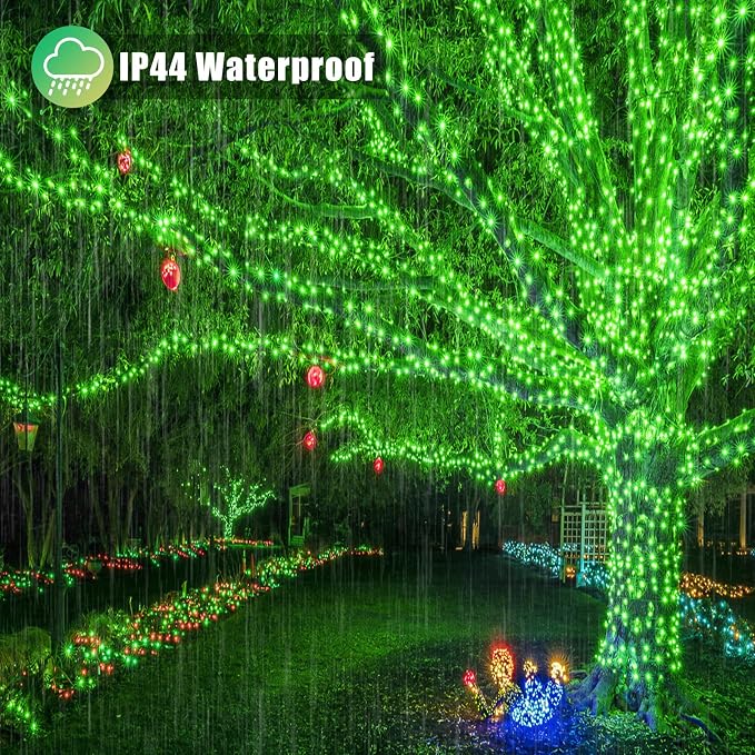 Vivideal 200 LED String Lights Indoor 66FT Green Christmas Lights Outdoor | Connectable Twinkle Fairy Lights Plug in 8 Modes Clear Wire for Classroom Xmas Tree Decorations