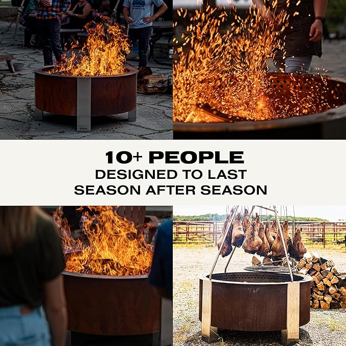 Breeo Smokeless Fire Pit (X Series 42, Corten Steel, Lid Included) | 46 inch Smokeless Firepit for Outside | 190 Pounds | Ideal for Large GatheringsCompatible with Wide Range of Breeo Accessories