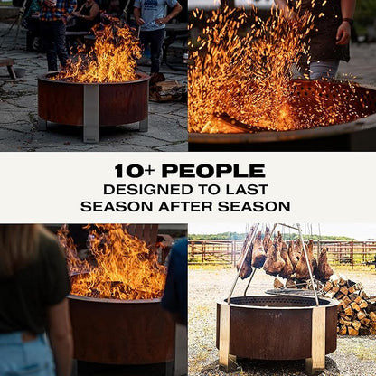 Breeo Smokeless Fire Pit (X Series 42, Corten Steel, Lid Included) | 46 inch Smokeless Firepit for Outside | 190 Pounds | Ideal for Large GatheringsCompatible with Wide Range of Breeo Accessories