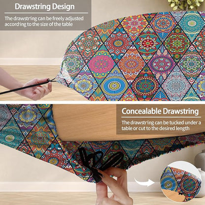 opstellen Fitted Round Tablecloth for 45-54" Tables Manteles Para Mesas Redondas Home Improvement Must Haves Summer Travel Camping RV Trailer Roadtrip Necessities Party Decorations for Adults Toddlers