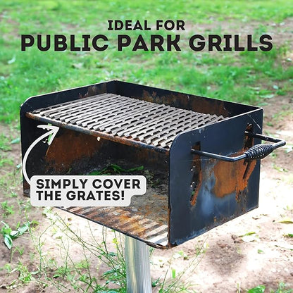 Disposable Aluminum Grill Liners & Grill Toppers | Heavy-Duty, Tear & Heat Resistant BBQ Foil Sheets | Perfect for Public Park Grills, Outdoor BBQ, Camping & Tailgating | 12 x 20 Size, 10-Pack