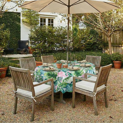 EHouseHome Outdoor Indoor Tablecloth with Umbrella Hole for Oval Table,Waterproof Patio Table Cloths, Spring/Summer Table Covers with Zipper for Backyard Circular Table/BBQs/Picnic,60 x 84 inches