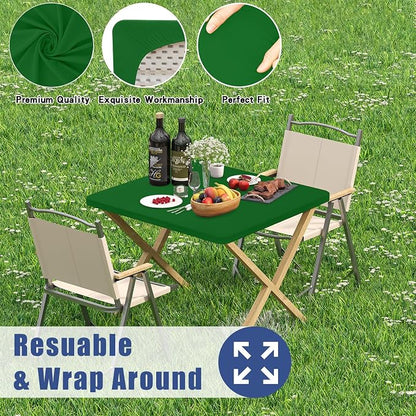 Moosfor Spandex Square Table Cloth, Elastic Fitted Tablecloths for Picnic, Stretch Washable Patio Table Cover for Outdoor, Camping, Banquet and Parties (Emerald Green, 42"x42")