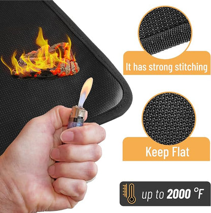 UNCO- Large Under Grill Mats for Outdoor Grill, 76" x 48", Black Double-Sided, Fireproof, Reusable, Portable, 3 Layers, Waterproof & Easy to Clean, Grill Matt for Outdoor Grill Deck Protector