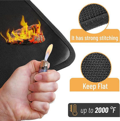 UNCO- Under Grill Mats for Outdoor Grill, 48" x 40", Black Double-Sided, Fireproof, Reusable, Portable, 3 Layers, Waterproof & Easy to Clean, Grill Matt for Outdoor Grill Deck Protector