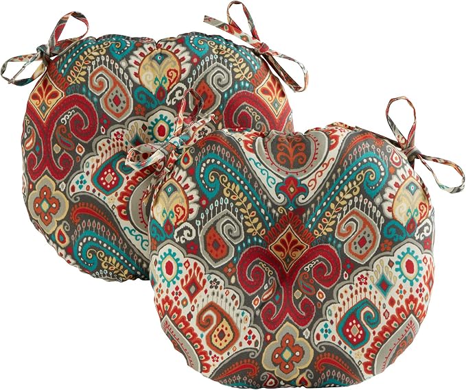 Greendale Home Fashions 15-inch Outdoor Round Bistro Seat Cushion, 2 Count (Pack of 1), Painted Desert