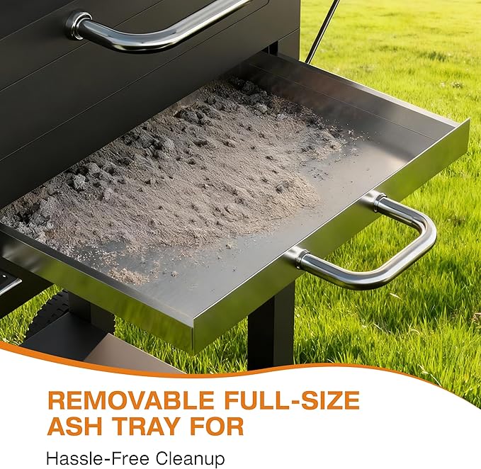 Charcoal Grills with Side Tables and Bottle Opener, Barbecue BBQ Grill with Glass Cover for Outdoor Picnic Backyard Patio and Parties, 20inch Black