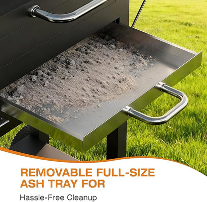 Charcoal Grills with Side Tables and Bottle Opener, Barbecue BBQ Grill with Glass Cover for Outdoor Picnic Backyard Patio and Parties, 20inch Black