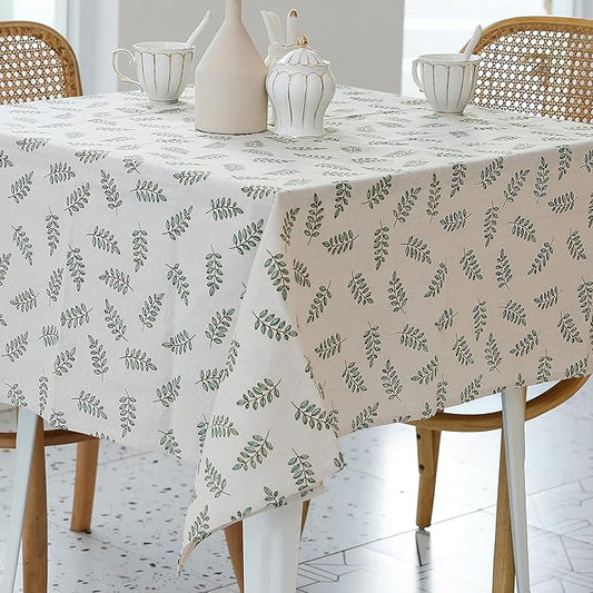 YiHomer Pastoral Square Tablecloth - 52 x 52 Inch Table Cloth - Washable Table Cover with Dust-Proof Wrinkle Resistant for Restaurant, Picnic, Bistro, Indoor and Outdoor Dining, Green Leaf
