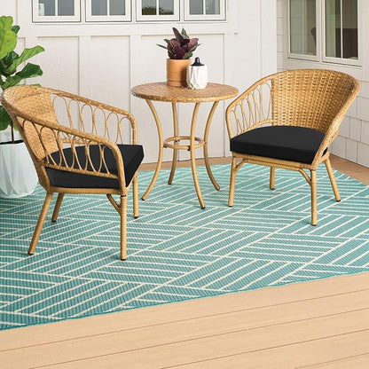 Topotdor Outdoor Chair Cushions Set of 2, 17"x16"x2" Patio Chair Cushions for Outdoor Furniture, Round Corner Outdoor Seat Chair Pads with Ties for Patio Garden Dining Office, Black