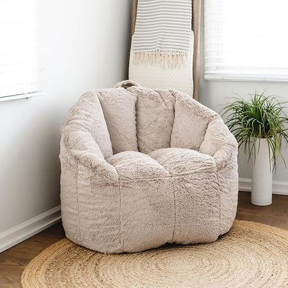 Big Joe Milano Bean Bag Chair for Kids, Teens, Adults, Ultra-Soft Taupe Plushie Polyester Blend, Lightweight Seat for Reading Nook and Gaming, 2.5 Foot Refillable