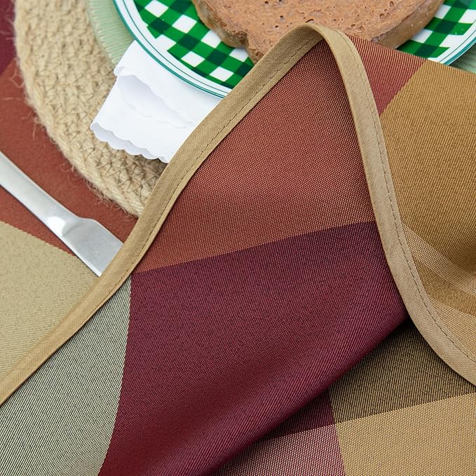 60" Round Polyester Plaid Tablecloth for Thanksgiving, Fall Table Cover Spillproof & Dust-Proof - Ideal for Indoor & Outdoor Use
