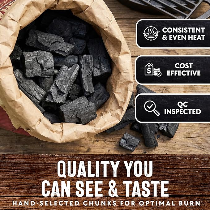 20 LB. All Natural Hardwood Lump Charcoal by Mr. Bar-B-Q - Premium Natural Charcoal for Grilling, BBQ, Smoking, Kamado & Kettle Grills - Burns Hotter & Longer - Smoky Flavor, Low Ash & Easy to Light