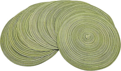 Red-A, Placemats, Round Placemats for Dining Table Set of 8 Woven Heat Resistant Non-Slip Kitchen Table Mats Diameter 14 Inch(Green)