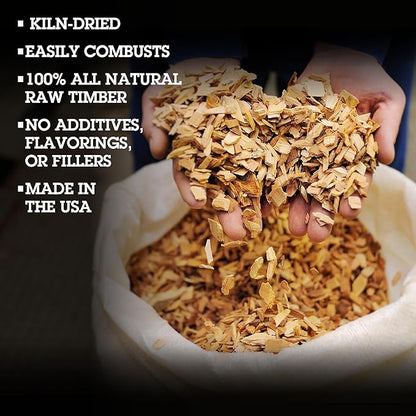 Camerons All Natural Maple Wood Chips for Smoker - 260 Cu. In. Bag, Approx 2 Pounds- Kiln Dried Coarse Cut BBQ Grill Wood Chips for Smoking Meats - Barbecue Smoker Accessories - Grilling Gifts for Men