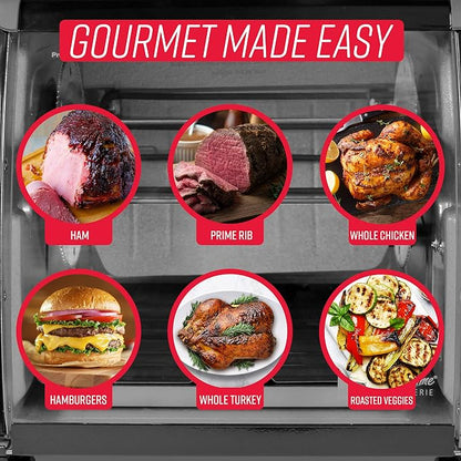 Ronco 5500 Series Countertop Rotisserie Oven, 12-lb Capacity, Black | Rotisserie chicken cooks perfectly, 3 functions - rotisserie, sear, no-heat rotation; basket included; auto shutoff