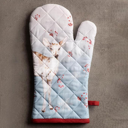 Maison d' Hermine Oven Gloves 100% Cotton Oven Mitt 7" x 13" with Loop Heat Resistant BBQ Cooking Gloves for Thanksgiving Christmas Decorations Baking Handling Hot Pans (Pack of 1, Fairy Tale Forest)