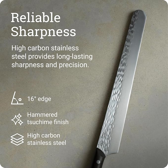 Kai PRO 12" Brisket Knife | Hand Sharpened Meat Carving Knife, Japanese AUS6M Stainless Steel Blade, Full-Tang POM Handle