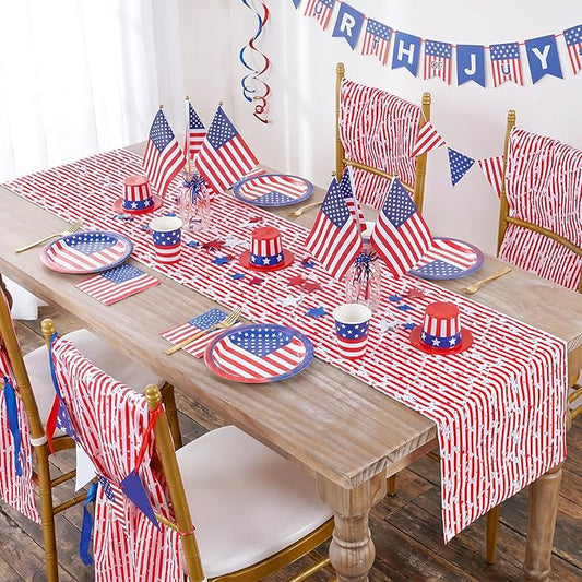 Independence Day Table Runner 4th of July Decoration 13x84inch American Flag Red White Striped Star Dresser Scarves Holiday Table Runners Party Celebration