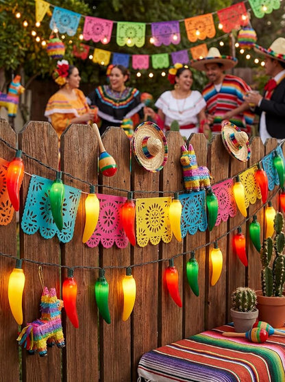 13.6Ft Multicolor Chili Pepper String Lights, 35 LED Red Green Yellow Jalapeno Lights, Plug-in Decorative Lights, Waterproof for Cinco de Mayo, Mexican Fiesta, Home Patio Party Christmas Tree Decor