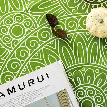 UMINEUX 60" Outdoor Round Tablecloth with Umbrella Hole and Zipper | Spring/Summer Waterproof Round Patio Table Cover for Picnic/BBQ/Garden, Green Circle