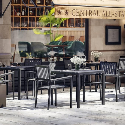 Flash Furniture Poly Resin Indoor/Outdoor Seating, Black, 5-Piece Set | Table and 4 Chairs, Commercial Grade, Indoor/Outdoor Use
