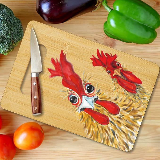 Rooster Cutting Board, Charcuterie Board for Kitchen Decor | House Warming Gifts for Chicken Lovers Couples Friends -19