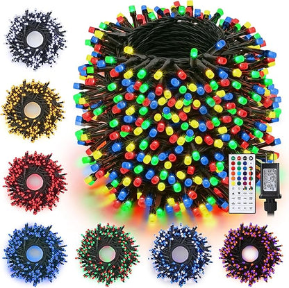 Toodour Christmas Lights RGB String Lights, 164ft 500 LED Color Changing String Light with Remote & Timer, Waterproof Xmas Tree Light for Home Yard New Year Party Indoor Outdoor Christmas Decorations