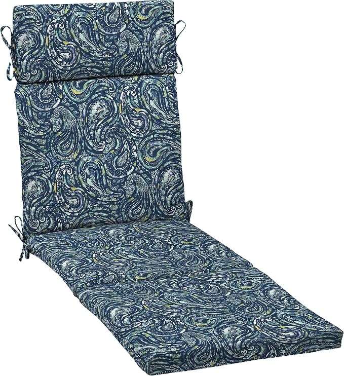 Arden earthFIBER Outdoor Chaise Cushion, 21 x 72, Rain-Proof, Fade Resistant, Cushion for Chaise Lounger Sapphire Blue Ridge Paisley | Lounge Cushion, Rain-Proof, Fade Resistant, Cushion for Chaise Lounger, Mold and Mildew Resistant