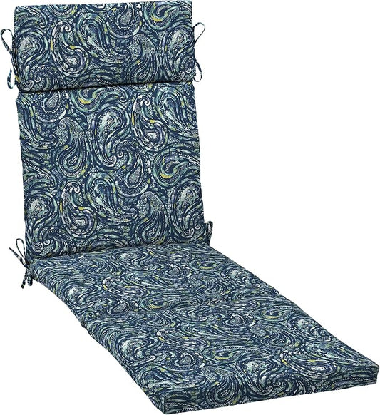 Arden earthFIBER Outdoor Chaise Cushion, 21 x 72, Rain-Proof, Fade Resistant, Cushion for Chaise Lounger Sapphire Blue Ridge Paisley | Lounge Cushion, Rain-Proof, Fade Resistant, Cushion for Chaise Lounger, Mold and Mildew Resistant