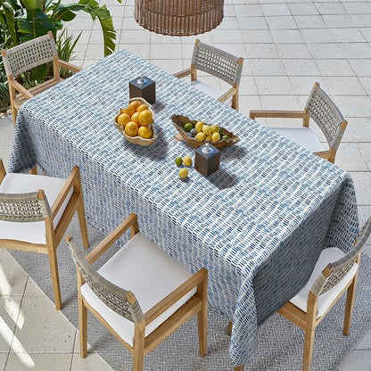 Outdoor Rectangle Tablecloth, 60×84 Inch Water Repellent Picnic Table Cover with Umbrella Hole Zipper for Patio Family Meal, Pebble Blue